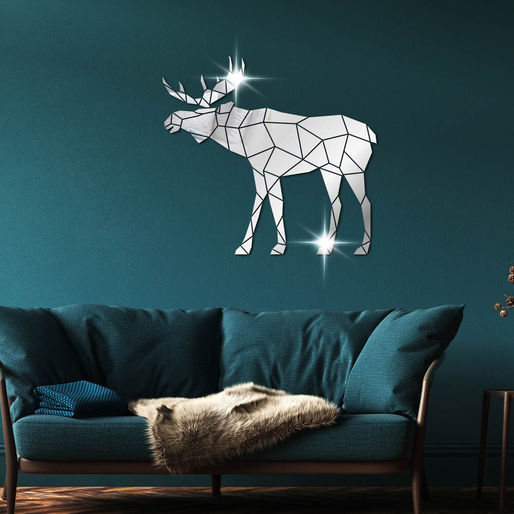 Moose Polygonal Wall Stickers Wild Animal Hunting Modern Deer Geometric DIY Acrylic Mirror Stickers Mural Hunter by Woody Signs Co. - Handmade Crafted Unique Wooden Creative