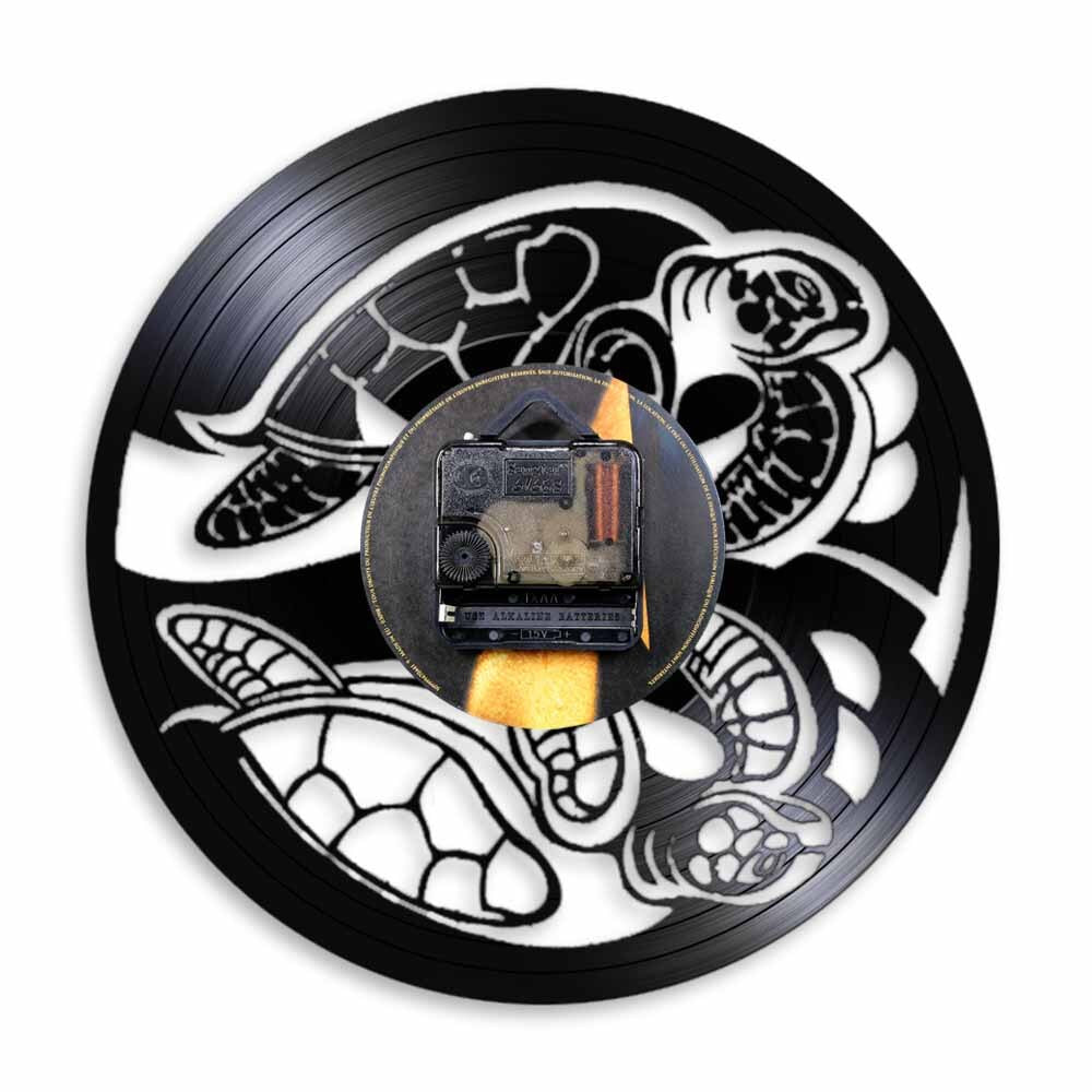 Beach Life Sea Animal Amphibian Turtle  Wall Clock Sea Turtle Summer Vinyl Record Wall Clock Tortoise by Woody Signs Co. - Handmade Crafted Unique Wooden Creative