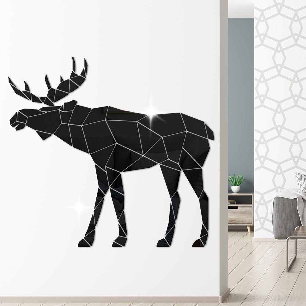 Moose Polygonal Wall Stickers Wild Animal Hunting Modern Deer Geometric DIY Acrylic Mirror Stickers Mural Hunter by Woody Signs Co. - Handmade Crafted Unique Wooden Creative