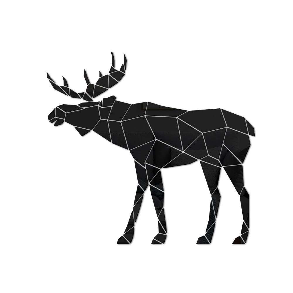 Moose Polygonal Wall Stickers Wild Animal Hunting Modern Deer Geometric DIY Acrylic Mirror Stickers Mural Hunter by Woody Signs Co. - Handmade Crafted Unique Wooden Creative