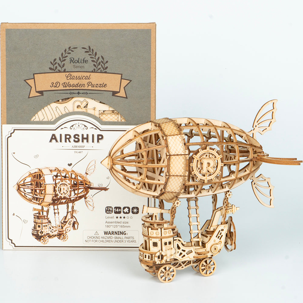 176pcs DIY 3D Wooden Airship Puzzle Game Popular Toy Gift for Children Friend TG407 by Woody Signs Co. - Handmade Crafted Unique Wooden Creative