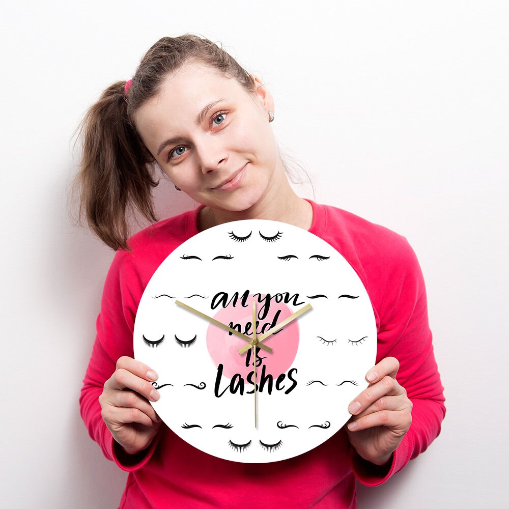 All You Need Is Lashes Beauty Salon Quote Silent Eyelash Extension Style Guide Lashes Salon Wall Clock by Woody Signs Co. - Handmade Crafted Unique Wooden Creative
