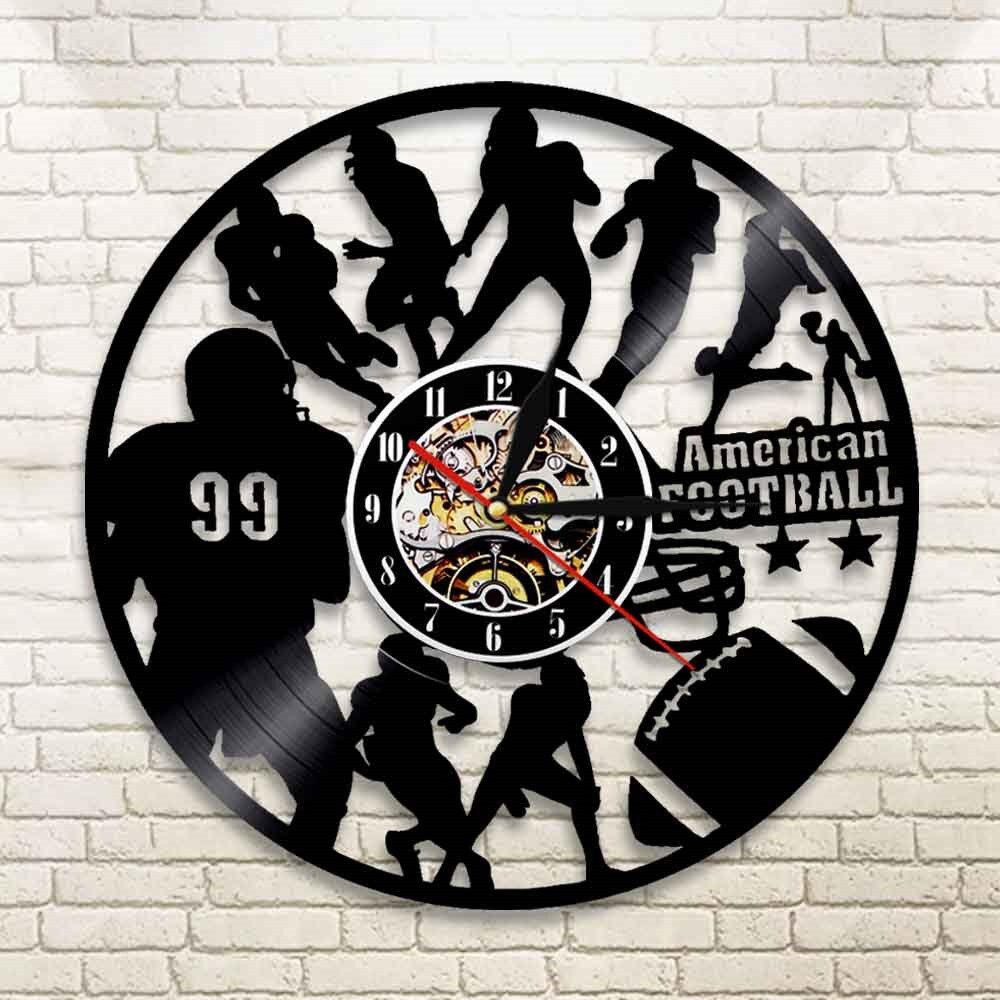 American Football Modern Design Wall Clock Rugby Football Player Silhouette Vinyl Record Wall Clock Sports Lover by Woody Signs Co. - Handmade Crafted Unique Wooden Creative