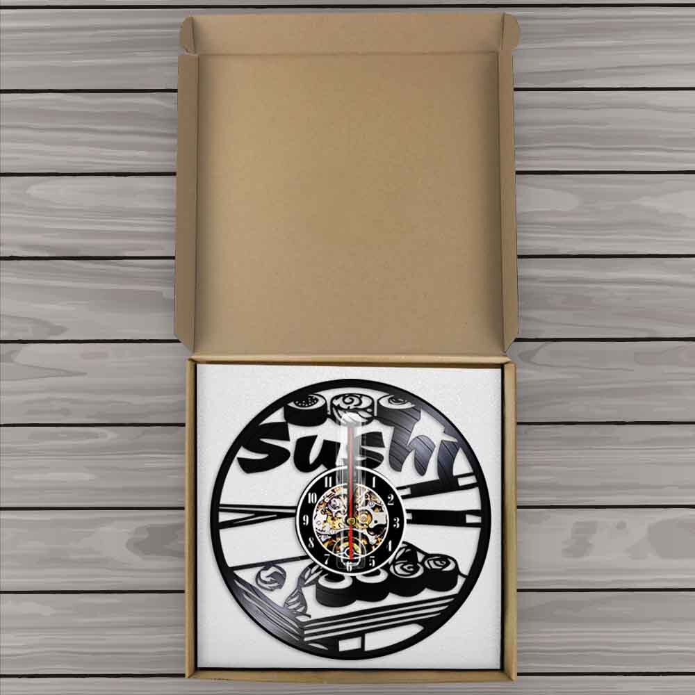 Japanese Cuisine Sushi Rolls Vinyl Record Clock Personallized Sushi Bar Japanese Sashimi Asian Restaurant Wall Clock by Woody Signs Co. - Handmade Crafted Unique Wooden Creative