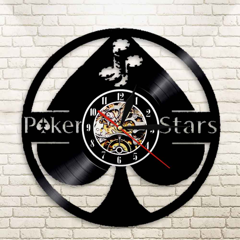 Lucky Poker Ace of Spades Vinyl Record 5 Stars Gift Star Tonight Wall Clock Poker Player Vinyl Clock Gamblers Gift by Woody Signs Co. - Handmade Crafted Unique Wooden Creative