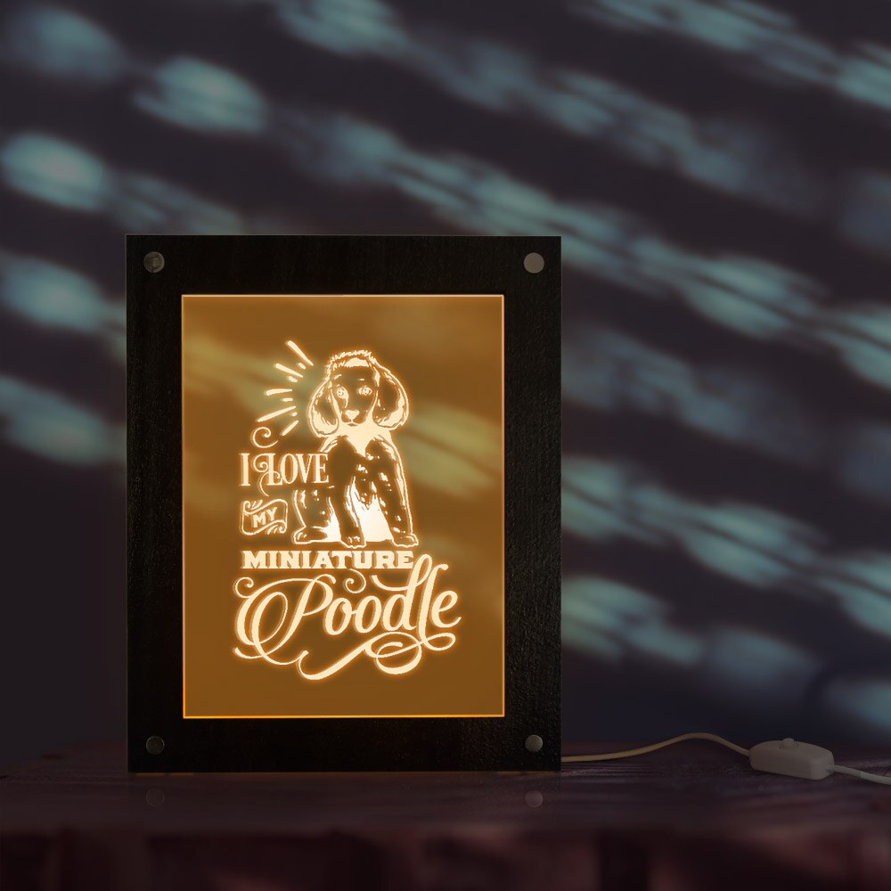 I Love My Miniature Poodle Caniche Dog Breed Modern Lighting Puppy Dog Picture Frame Bedside Night Lamp by Woody Signs Co. - Handmade Crafted Unique Wooden Creative