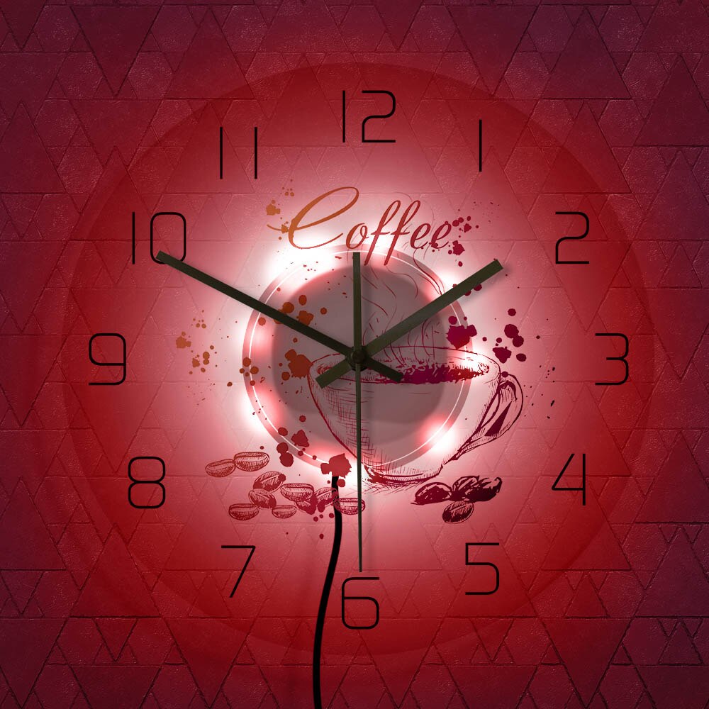 Coffee Themed Modern Wall Clock Coffee House Wall Sign Decoration Painted Cafe Wall Clock With Coffee Beans And Cup by Woody Signs Co. - Handmade Crafted Unique Wooden Creative