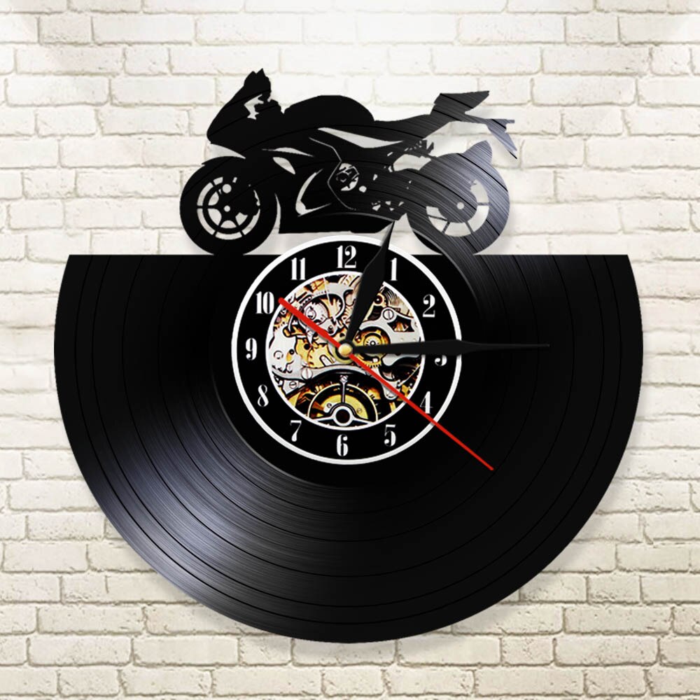Japanese Motorbike Vinyl Record Wall Clock Retro Motorcycle Modern Clock Watch For Motorcycle Fans by Woody Signs Co. - Handmade Crafted Unique Wooden Creative