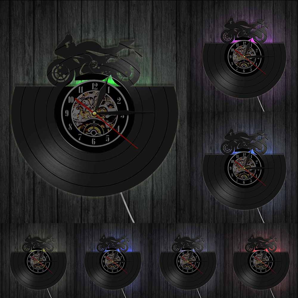 Japanese Motorbike Vinyl Record Wall Clock Retro Motorcycle Modern Clock Watch For Motorcycle Fans by Woody Signs Co. - Handmade Crafted Unique Wooden Creative