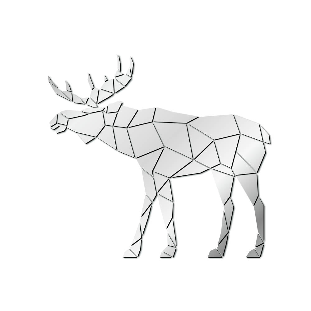Moose Polygonal Wall Stickers Wild Animal Hunting Modern Deer Geometric DIY Acrylic Mirror Stickers Mural Hunter by Woody Signs Co. - Handmade Crafted Unique Wooden Creative