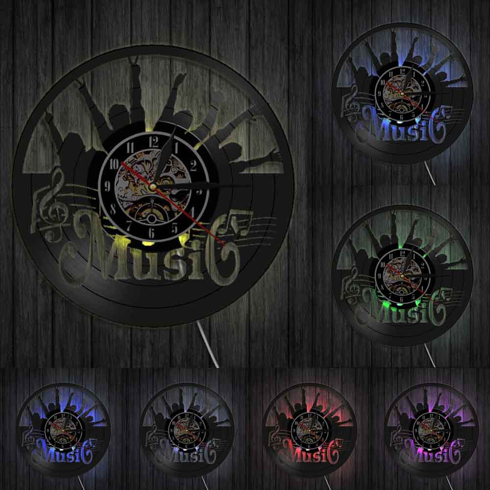 Put Up Your Hand Music Rock N Roll Vinyl Record Wall Clock Hanging Modern Silent Watch Rock Music Lover by Woody Signs Co. - Handmade Crafted Unique Wooden Creative