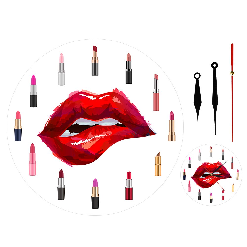 Girly Things Pretty Lipstick Funky Wall Clock Beauty Salon Silent Fashion Makeup Artist Gift idea by Woody Signs Co. - Handmade Crafted Unique Wooden Creative