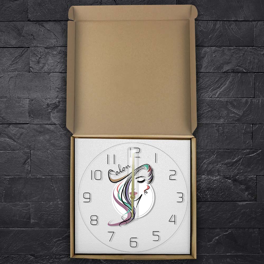 Beauty Time Hair Salon Hairdresser Design Transparent Acrylic Wall Clock Barber Shop Hair Stylist Art Gift for Woman by Woody Signs Co. - Handmade Crafted Unique Wooden Creative