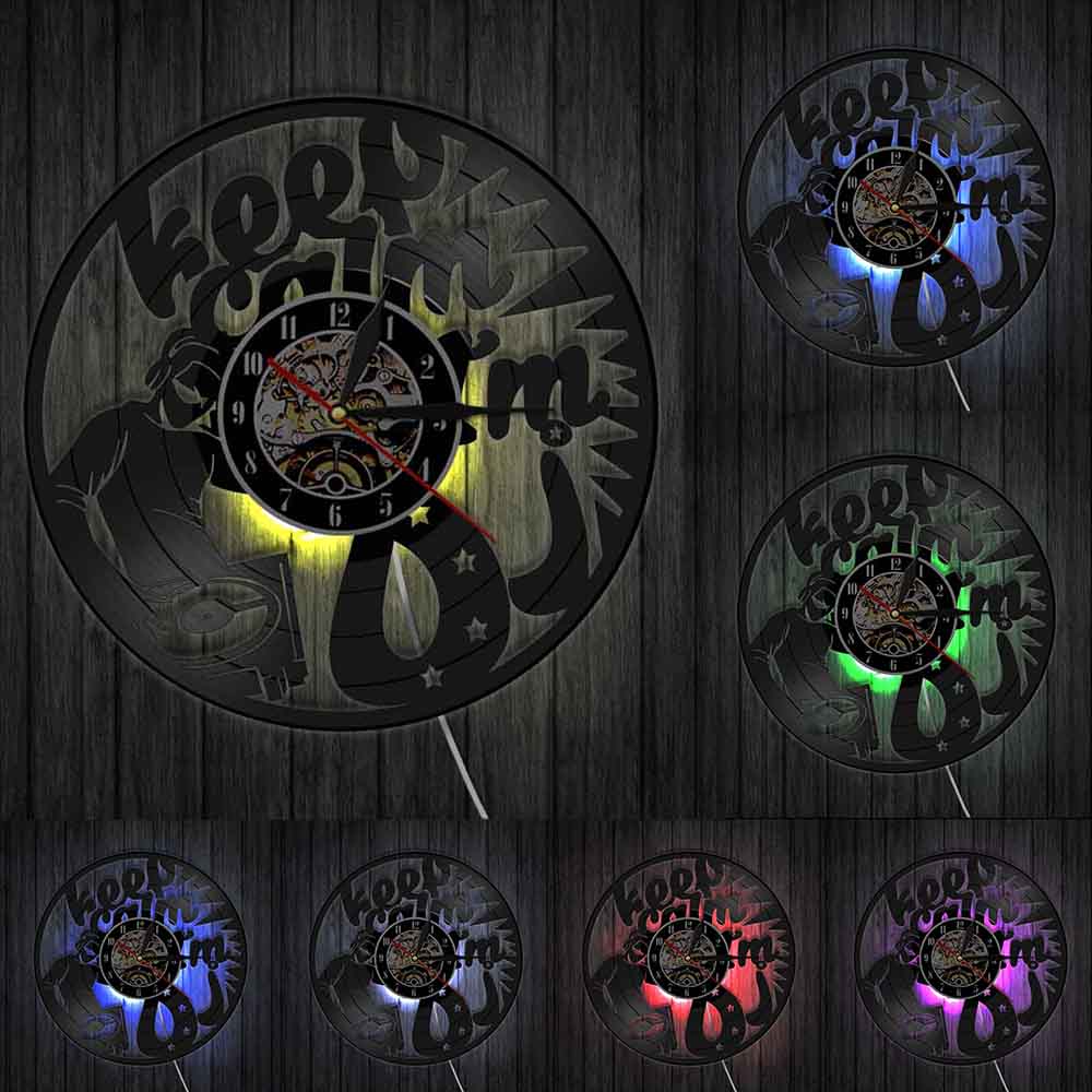 DJ Quote Keep Calm I'M DJ Wall Clock Rock n Roll Music Lovers Vinyl Record Wall Clock Clock by Woody Signs Co. - Handmade Crafted Unique Wooden Creative