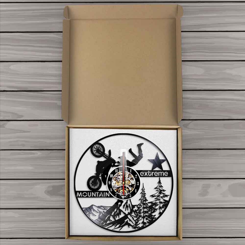 Mountain Extreme Sports Lighting LED Hanging Lamp Motorsport Riding Exclusive Vinyl Record Wall Clock Motorbike Dirt Bike Watch by Woody Signs Co. - Handmade Crafted Unique Wooden Creative