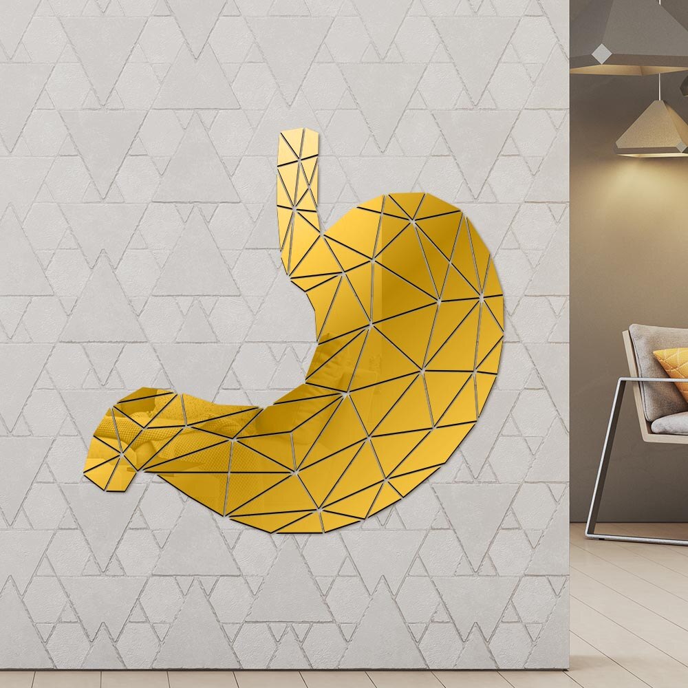 Stomach Anatomy Geometric Acrylic Mirror Wall Sticker Digestive System Medical 3D Mirrored Wall Decal Med Student Gift by Woody Signs Co. - Handmade Crafted Unique Wooden Creative