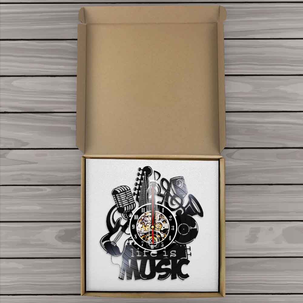 Life Is Music Wall Clock Modern Clock Make Of Vinyl Record Music Instruments Clock Unique For Music Lovers by Woody Signs Co. - Handmade Crafted Unique Wooden Creative