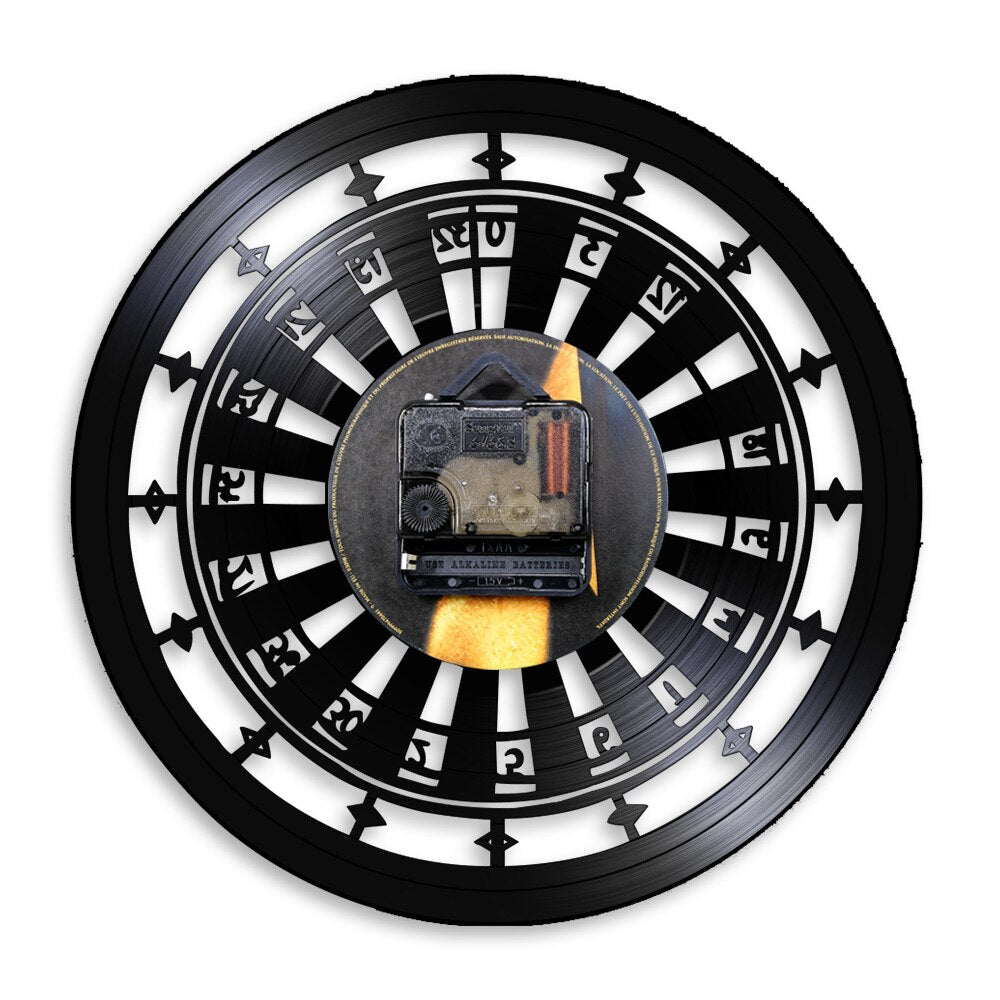 Casino Wall Clock Gamble Room Sign Vinyl Record Wall Clock Las Vegas 777 Poker Game Playing Card Roulette Clock Watch by Woody Signs Co. - Handmade Crafted Unique Wooden Creative