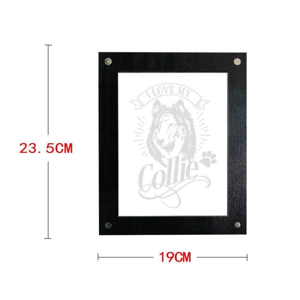 I Love My Collie Photo Frame With LED Lighting Dog Breed Custom Text Logo LED Wooden Frame Kids Bedroom Night Lamp by Woody Signs Co. - Handmade Crafted Unique Wooden Creative