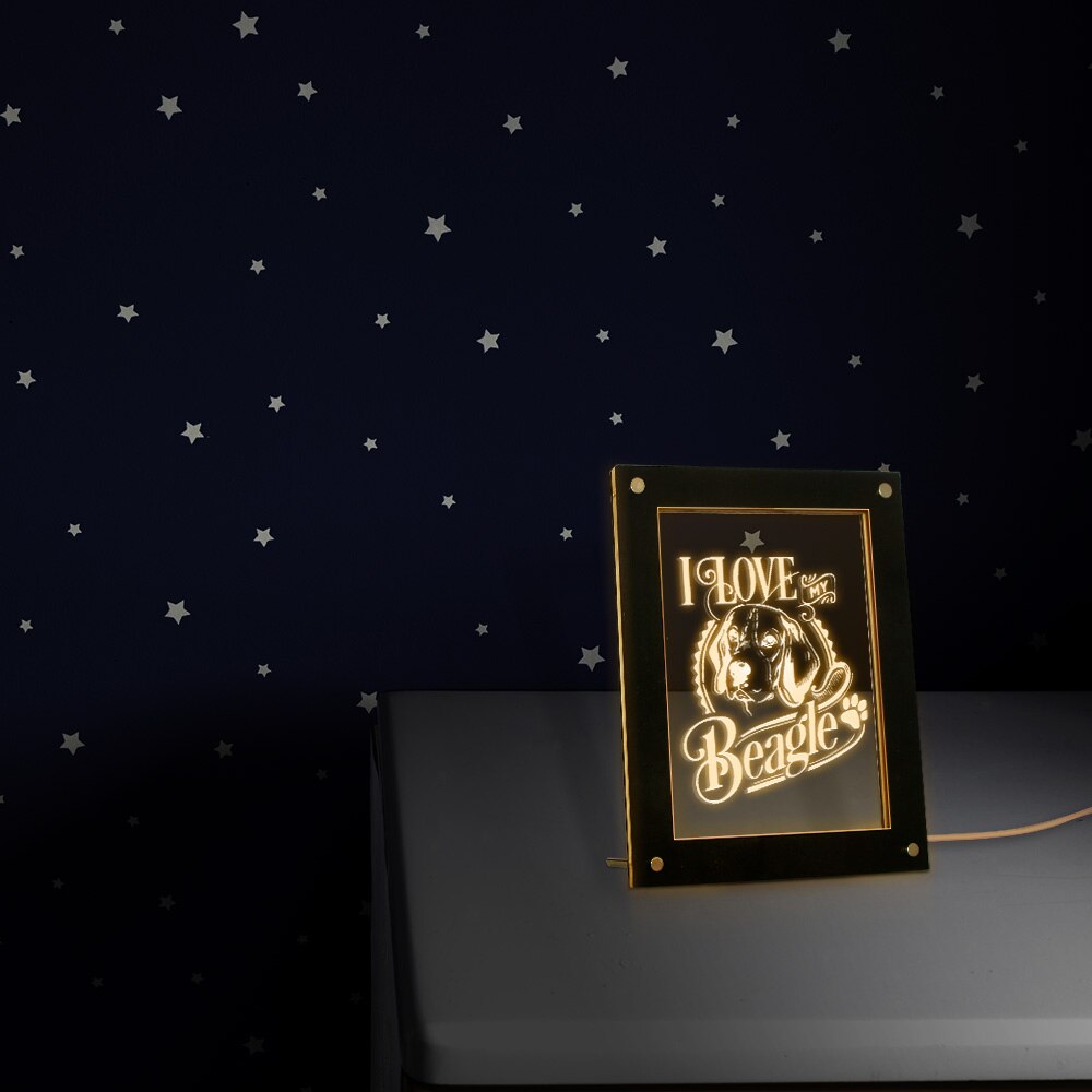 I Love My Beagle Handmade Picture Frame LED Sleepy Bedside Lamp English Beagle Puppy Dog Pet Lighting Frame Decor by Woody Signs Co. - Handmade Crafted Unique Wooden Creative
