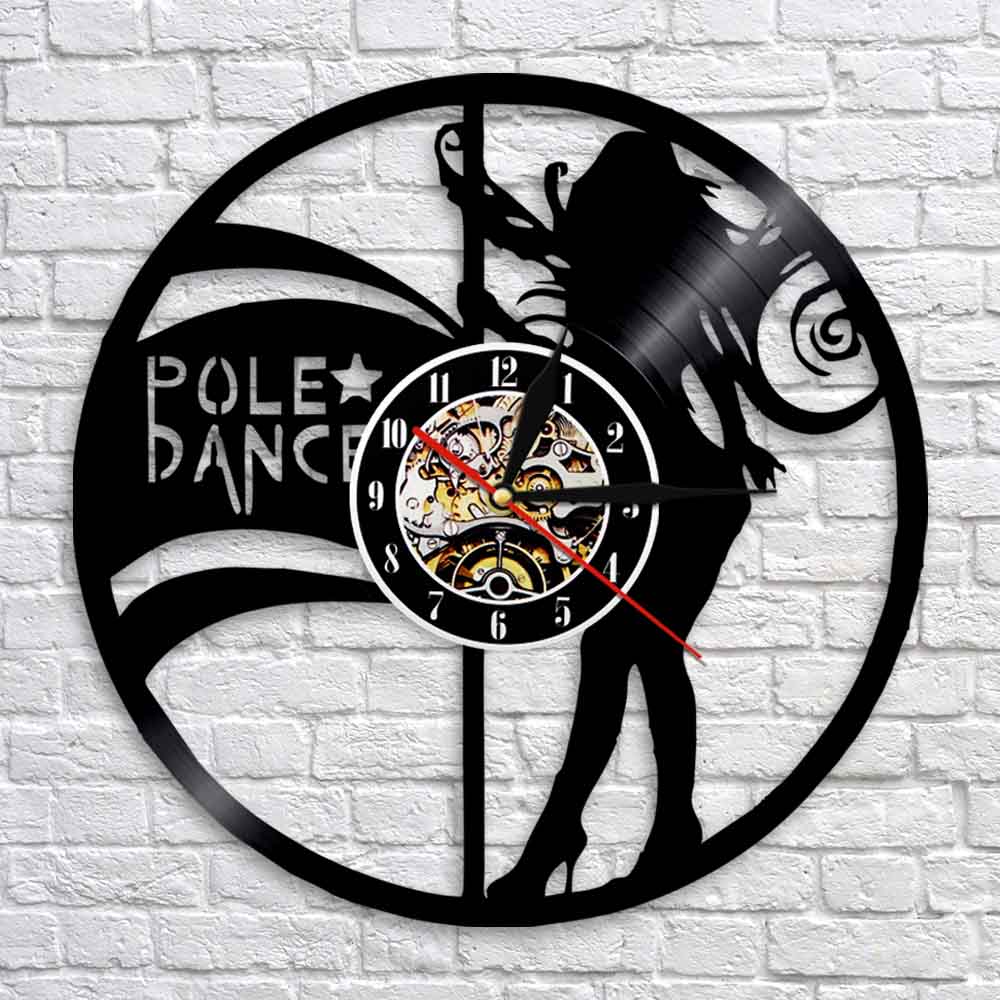 Pole Dancer Clock Night Club Girl Sexy Female Strippers Wall Clock Gift For Dancers Dancing Modern Vinyl Record Clock by Woody Signs Co. - Handmade Crafted Unique Wooden Creative