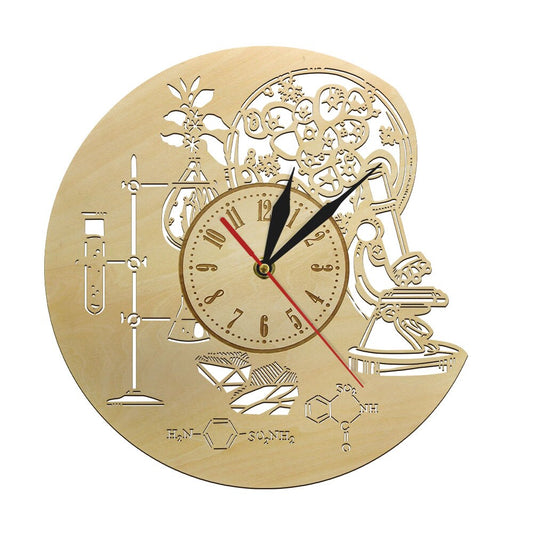 Biology Chemistry Science Circle Laser Cut Wood Wall Clock Chemistry Rustic Wall Art Decor Chemical Clock Watch Biology Gifts (12 inch) by Woody Signs Co. - Handmade Crafted Unique Wooden Creative