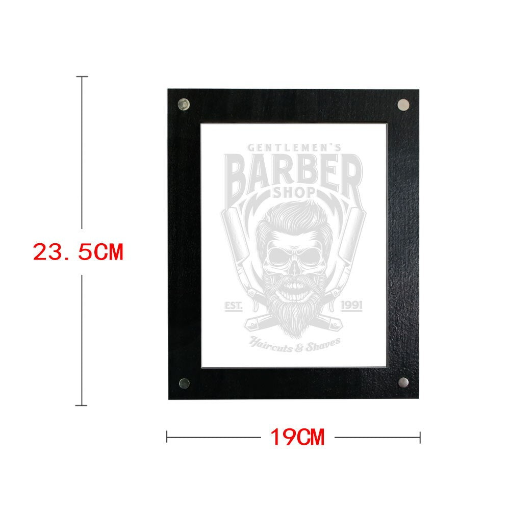Gentlemen's Barber Shop Desktop LED Lighting Advertisement Board Custom Barber Logo Business Sign Haircuts & Shave Wooden Frame by Woody Signs Co. - Handmade Crafted Unique Wooden Creative