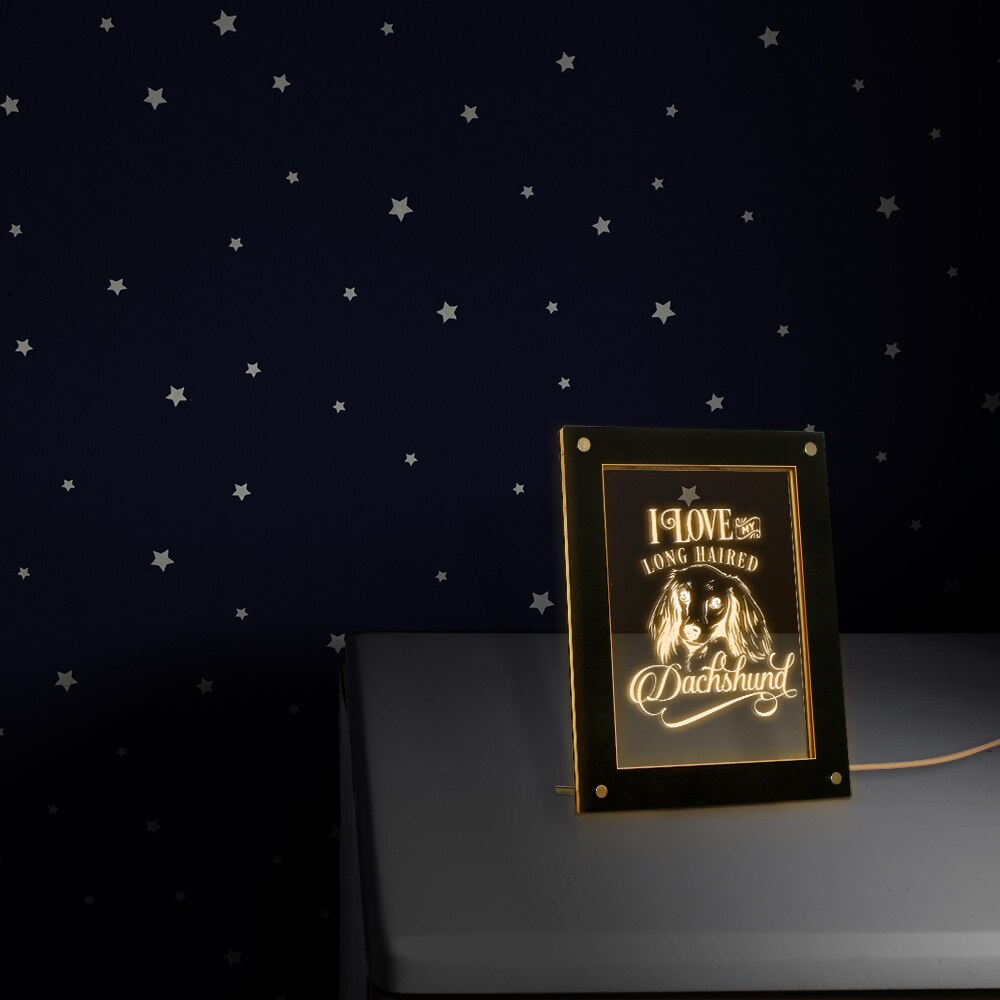 I Love My Long Haired Dachshund Lighting Picture Acrylic Sign Wiener Dog Custom Photo Frame Doxie Lovers by Woody Signs Co. - Handmade Crafted Unique Wooden Creative