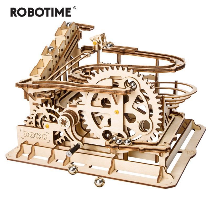 4 Kinds Marble Run Game DIY Waterwheel Wooden Assembly Gift for by Woody Signs Co. - Handmade Crafted Unique Wooden Creative