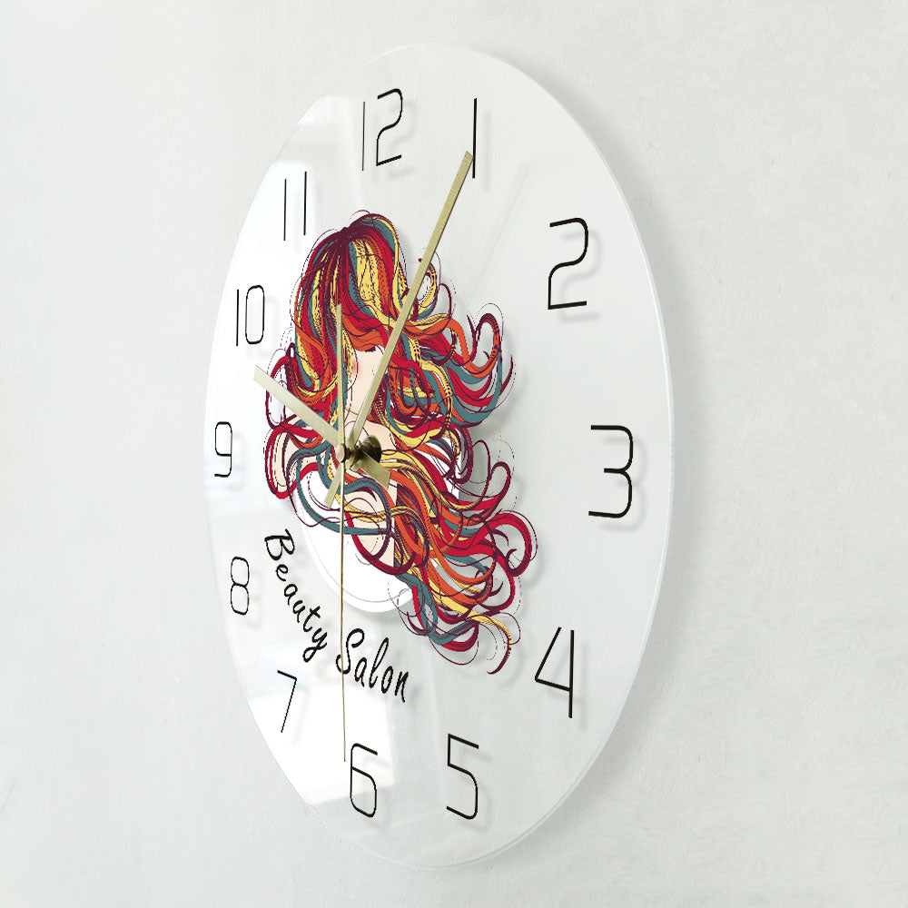 Beautiful Lady With Long Hair Wall Clock Beauty Hair Salon Wall Clock Hair Studio Hairstylist Decor Hairdresser Gift by Woody Signs Co. - Handmade Crafted Unique Wooden Creative