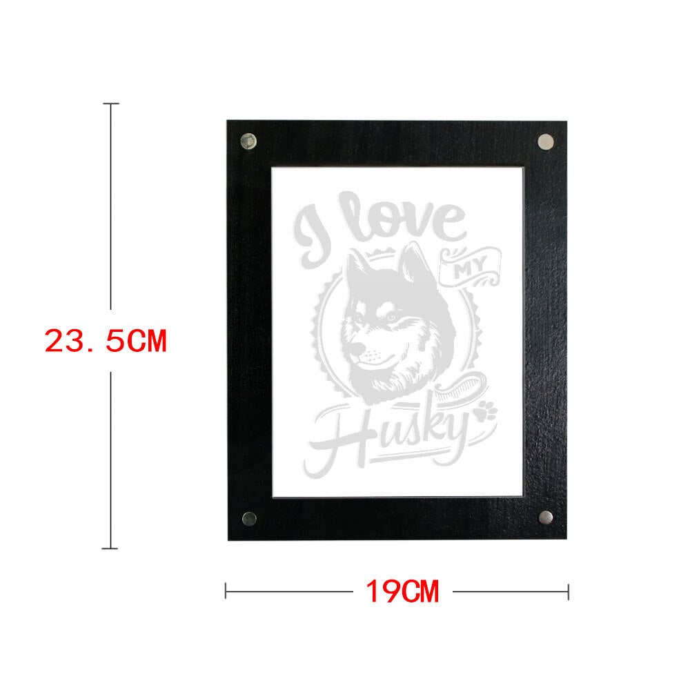 I Love My Husky Photo LED Light Custom Picture Wooden Frame Puppy Lighting Bedside Lamp Dog Pet Owner by Woody Signs Co. - Handmade Crafted Unique Wooden Creative
