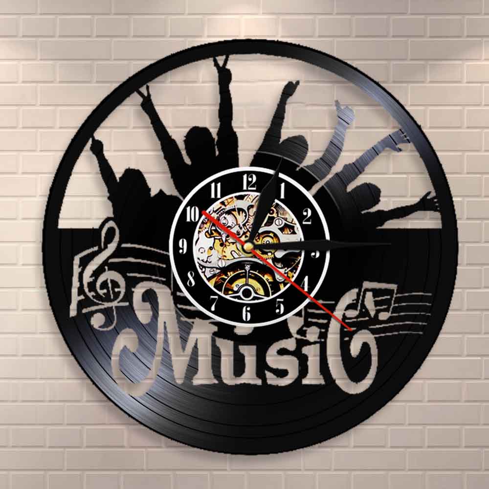Put Up Your Hand Music Rock N Roll Vinyl Record Wall Clock Hanging Modern Silent Watch Rock Music Lover by Woody Signs Co. - Handmade Crafted Unique Wooden Creative
