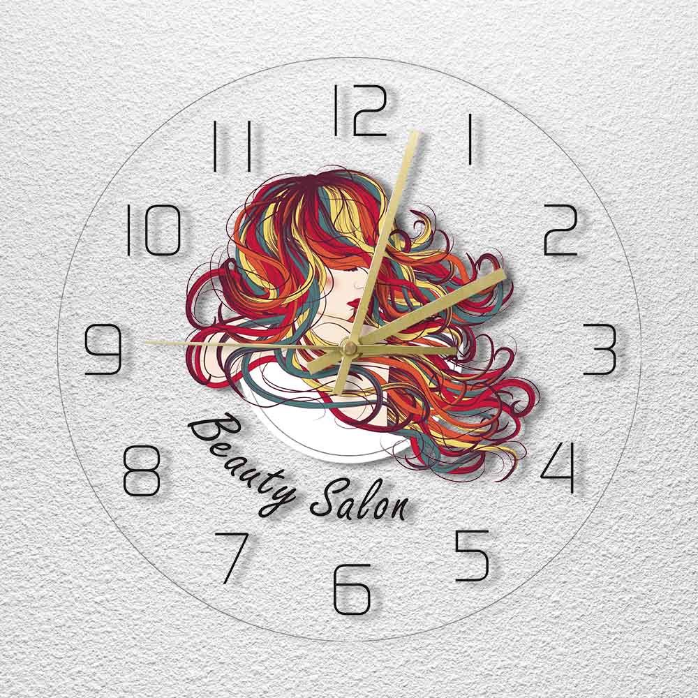 Beautiful Lady With Long Hair Wall Clock Beauty Hair Salon Wall Clock Hair Studio Hairstylist Decor Hairdresser Gift by Woody Signs Co. - Handmade Crafted Unique Wooden Creative