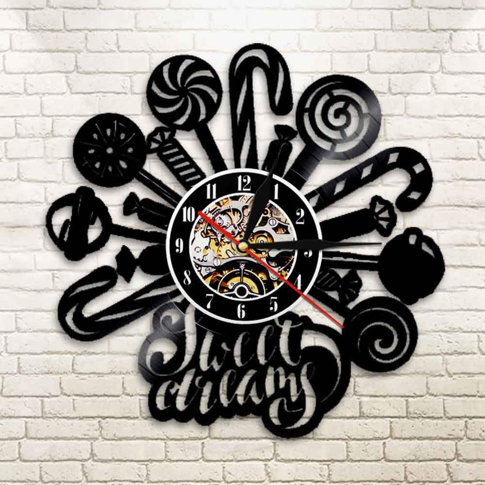 Lollipops Candy Design Vinyl Record Wall Clock Sweet Dreams Kids Room Decor Sweet House Shop Clocks by Woody Signs Co. - Handmade Crafted Unique Wooden Creative