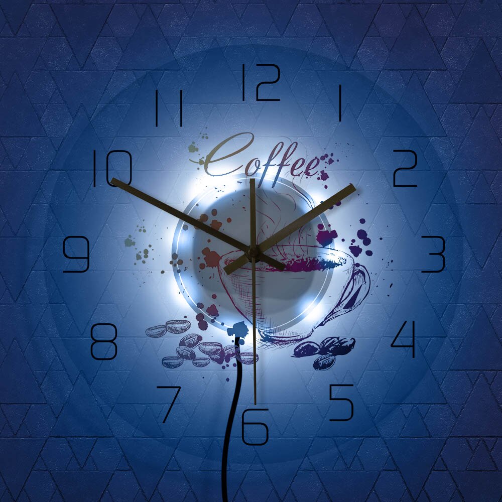 Coffee Themed Modern Wall Clock Coffee House Wall Sign Decoration Painted Cafe Wall Clock With Coffee Beans And Cup by Woody Signs Co. - Handmade Crafted Unique Wooden Creative
