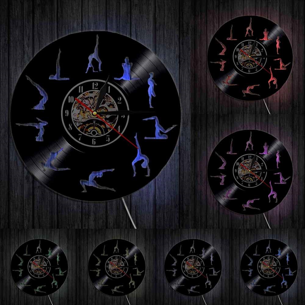 Om Yoga Studio Wall Clock Gymnastics Vinyl Record Wall Clock Zen Meditation Modern Design Clock Yogi Gift For Girl by Woody Signs Co. - Handmade Crafted Unique Wooden Creative
