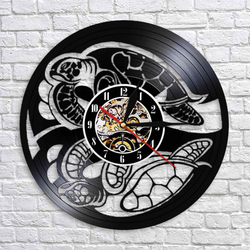Beach Life Sea Animal Amphibian Turtle Wall Clock Sea Turtle Summer Vinyl Record Wall Clock Tortoise by Woody Signs Co. - Handmade Crafted Unique Wooden Creative