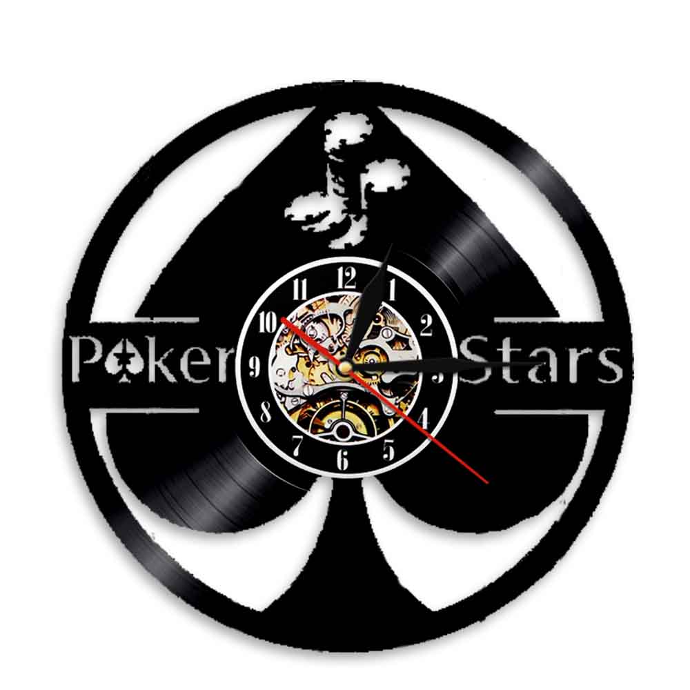 Lucky Poker Ace of Spades Vinyl Record 5 Stars Gift Star Tonight Wall Clock Poker Player Vinyl Clock Gamblers Gift by Woody Signs Co. - Handmade Crafted Unique Wooden Creative