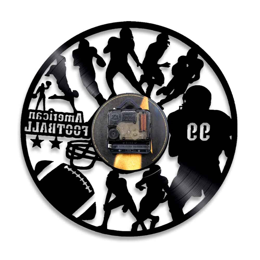 American Football Modern Design Wall Clock Rugby Football Player Silhouette Vinyl Record Wall Clock Sports Lover by Woody Signs Co. - Handmade Crafted Unique Wooden Creative