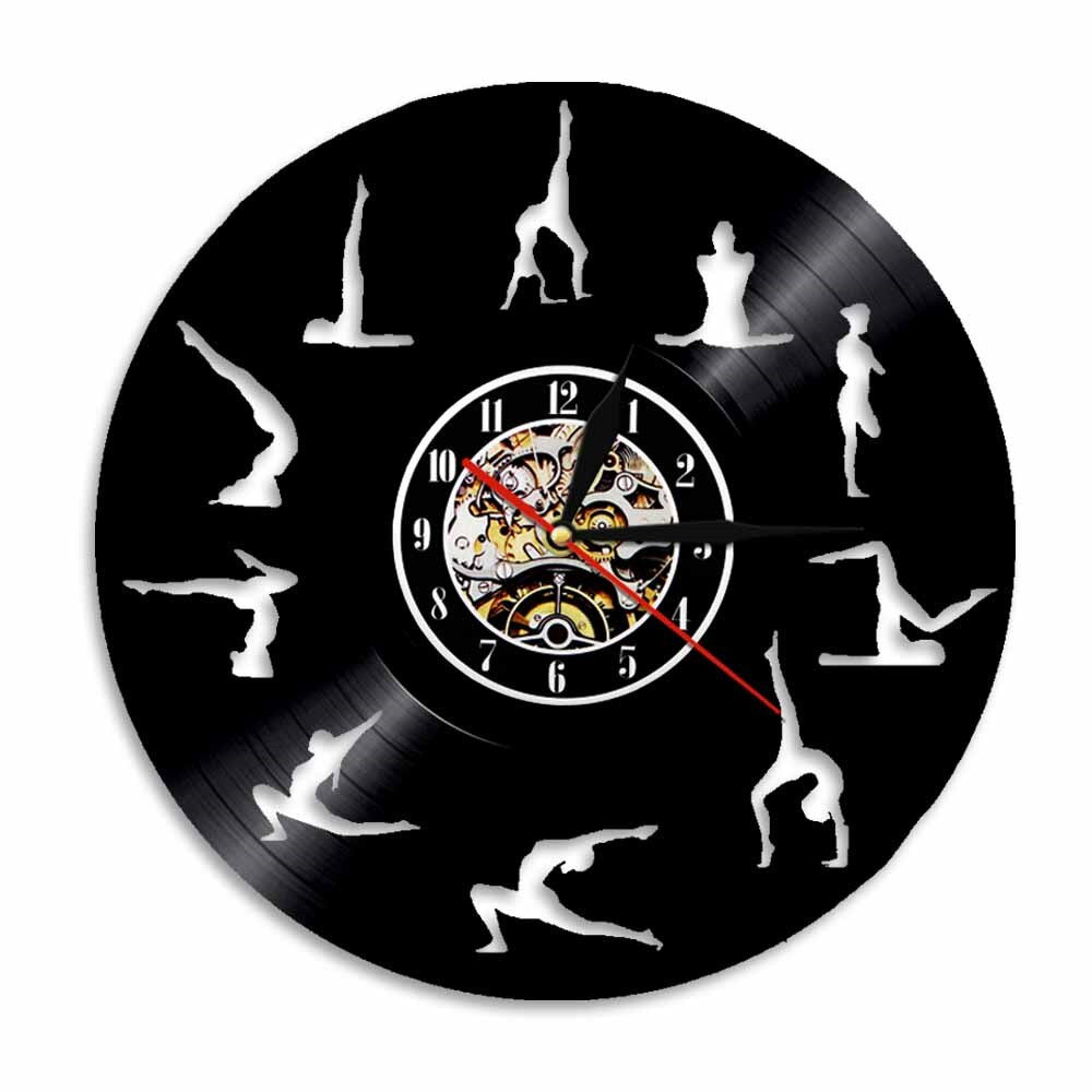 Om Yoga Studio Wall Clock Gymnastics Vinyl Record Wall Clock Zen Meditation Modern Design Clock Yogi Gift For Girl by Woody Signs Co. - Handmade Crafted Unique Wooden Creative