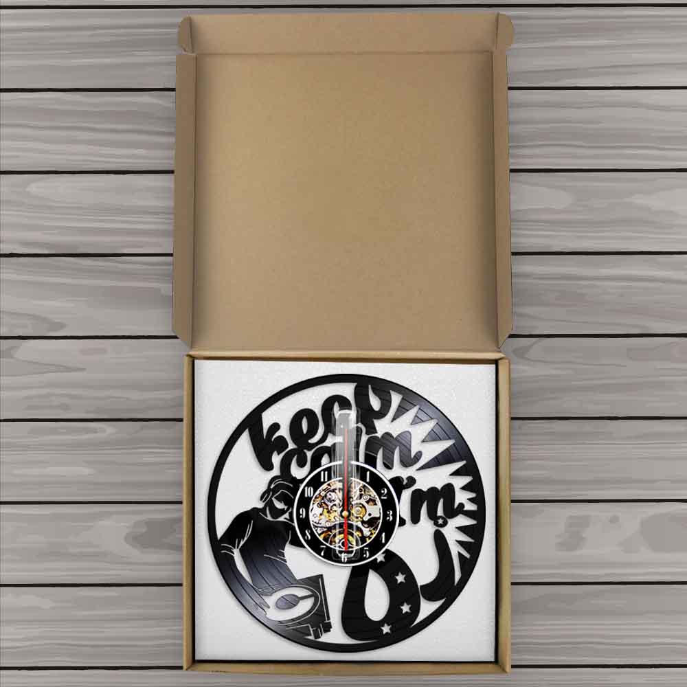 DJ Quote Keep Calm I'M DJ Wall Clock Rock n Roll Music Lovers Vinyl Record Wall Clock Clock by Woody Signs Co. - Handmade Crafted Unique Wooden Creative