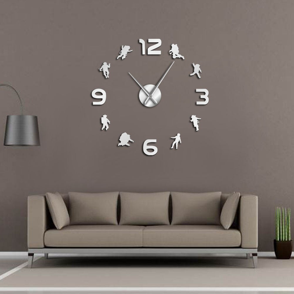 Astronaut DIY  Mirror Surface Large Modern Wall Clock Outer Space Kid Room  Spacemen Frameless by Woody Signs Co. - Handmade Crafted Unique Wooden Creative