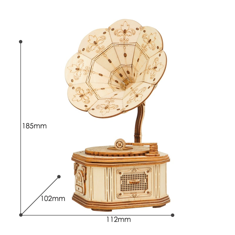 New Arrival DIY 3D Wooden Gramophone Kit Gift for Friend (TG408 Gramophone) by Woody Signs Co. - Handmade Crafted Unique Wooden Creative
