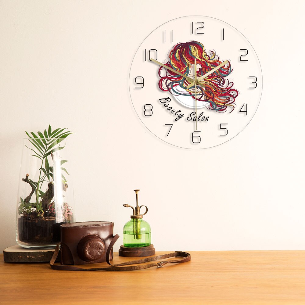 Beautiful Lady With Long Hair Wall Clock Beauty Hair Salon Wall Clock Hair Studio Hairstylist Decor Hairdresser Gift by Woody Signs Co. - Handmade Crafted Unique Wooden Creative
