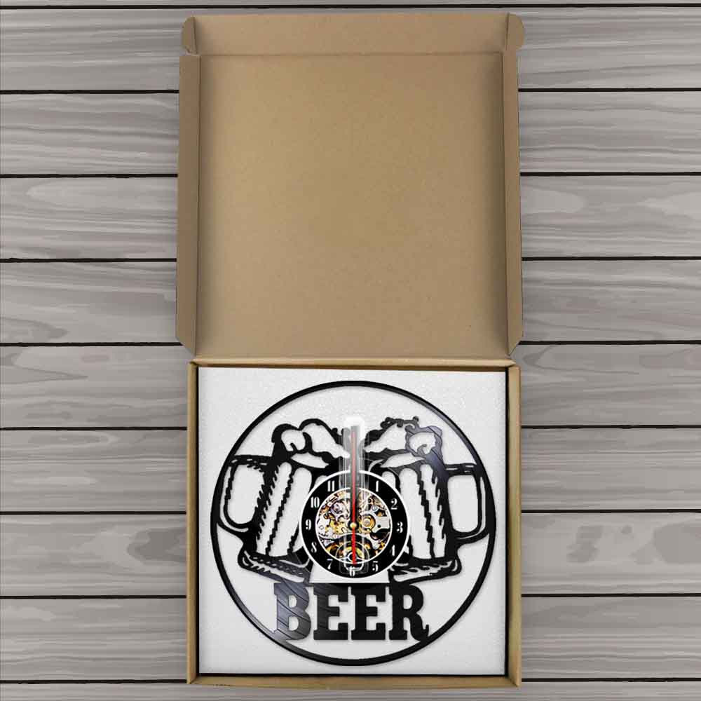 Beer Bar Modern Clock Drinking Hour Pub Vinyl Record Wall Clock Beer Club Decor by Woody Signs Co. - Handmade Crafted Unique Wooden Creative