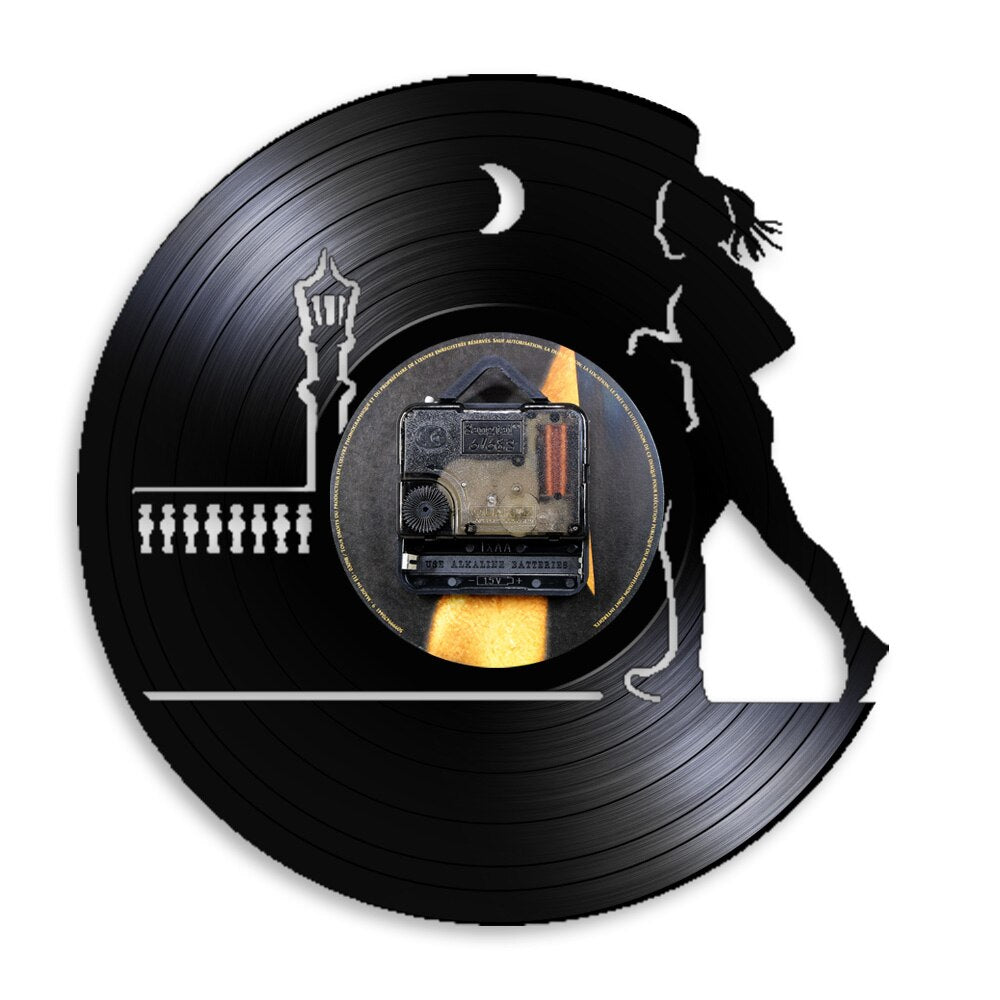 Running Through The Night Female Runner Night Running Wall Clock Jogging Lady Retro Vinyl Record Wall Clock Running Lovers Gift by Woody Signs Co. - Handmade Crafted Unique Wooden Creative