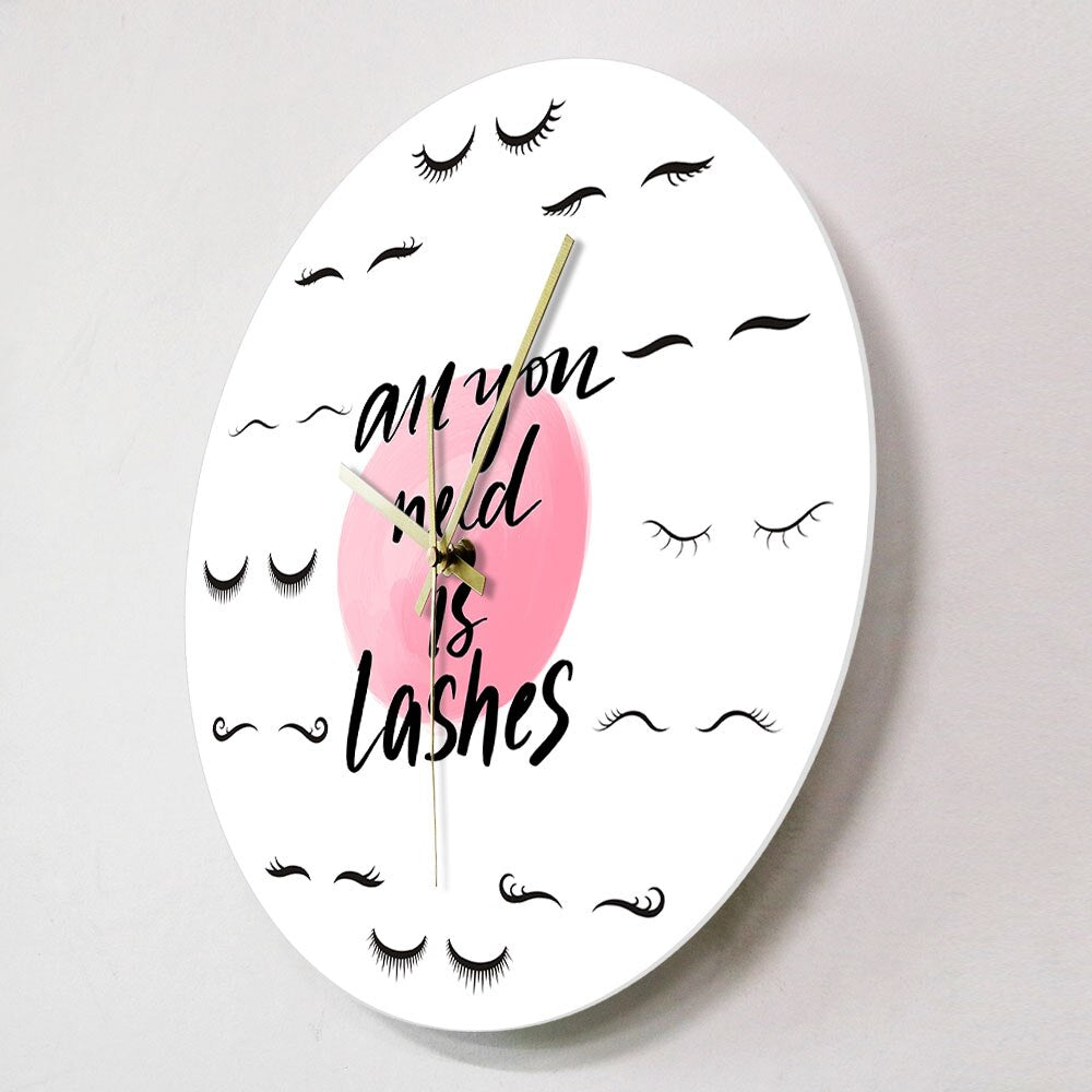 All You Need Is Lashes Beauty Salon Quote Silent Eyelash Extension Style Guide Lashes Salon Wall Clock by Woody Signs Co. - Handmade Crafted Unique Wooden Creative