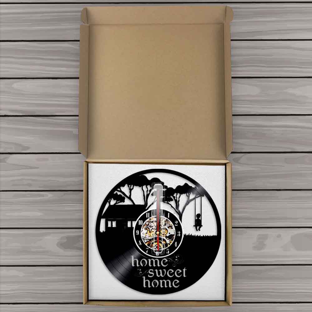 Kid Swinging In A Tree Wall Clock Home Sweet Home Vinyl Record Wall Clock Happy Childhood Housewarming Gift by Woody Signs Co. - Handmade Crafted Unique Wooden Creative