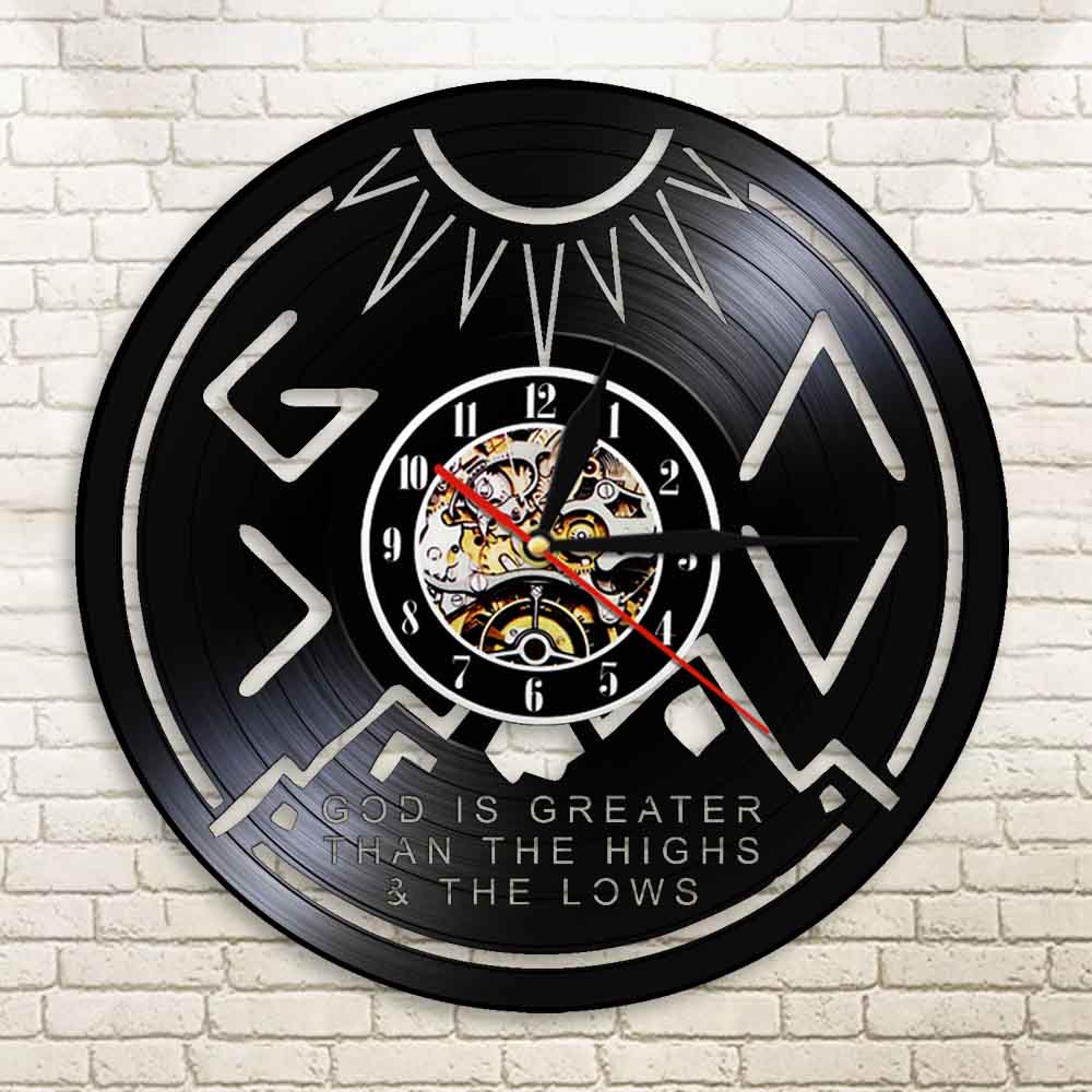 God Is Greater Than The Highs And Lows Religious Wall Clock Inspirational Faith Christian God Vinyl Record Wall Clock by Woody Signs Co. - Handmade Crafted Unique Wooden Creative