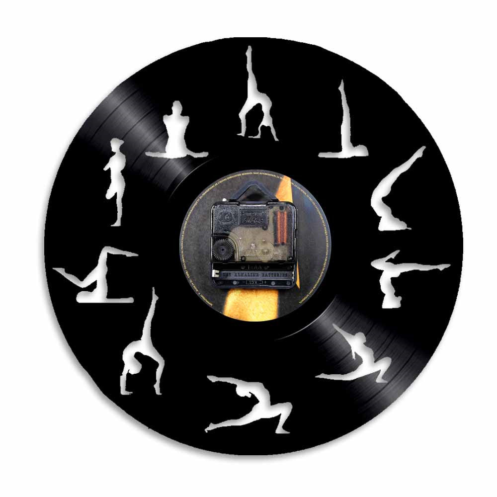 Om Yoga Studio Wall Clock Gymnastics Vinyl Record Wall Clock Zen Meditation Modern Design Clock Yogi Gift For Girl by Woody Signs Co. - Handmade Crafted Unique Wooden Creative